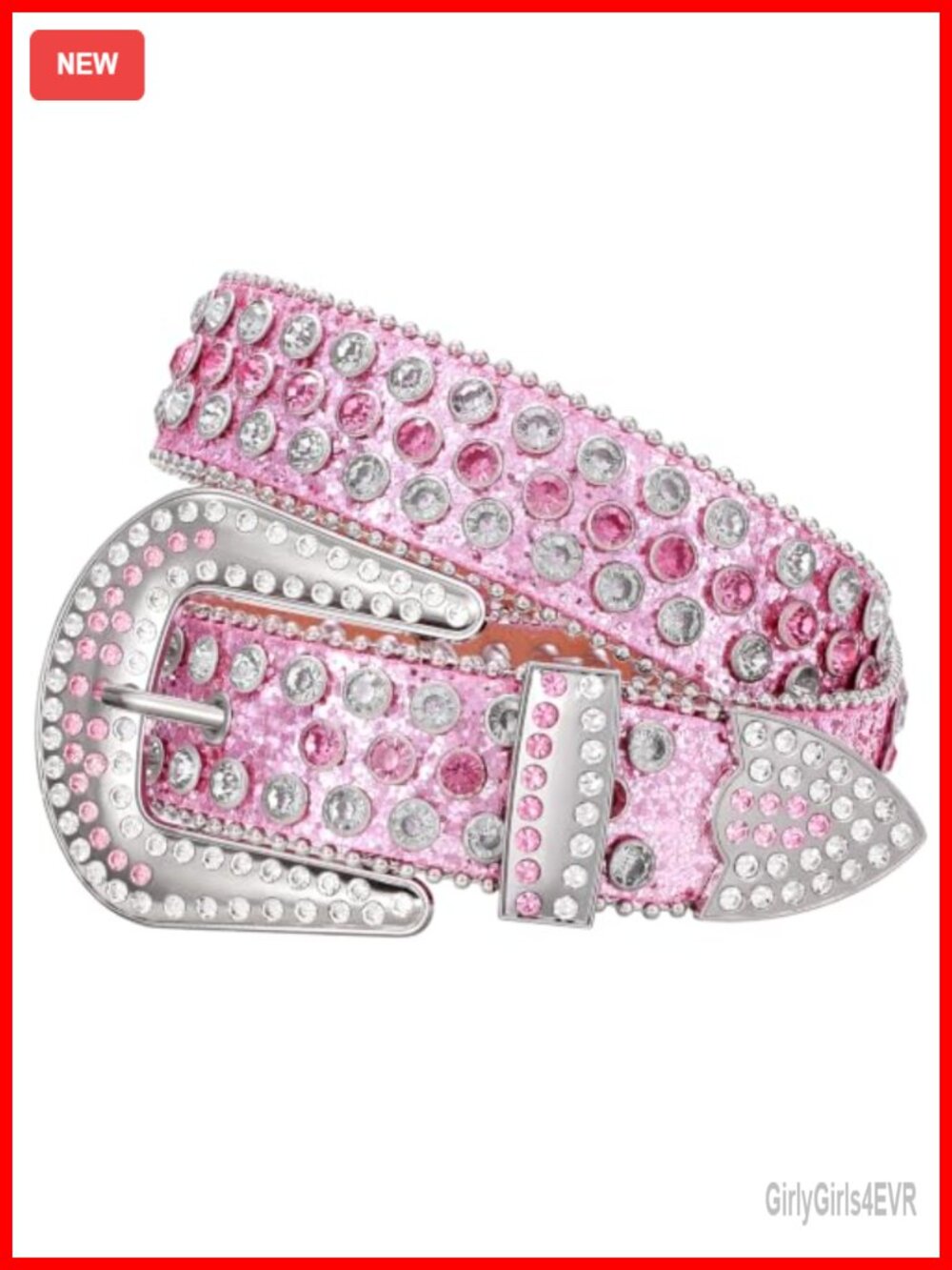Rhinestone Studded Western Waist Belt PU Leather Detachable Buckle Bling Cowgirl